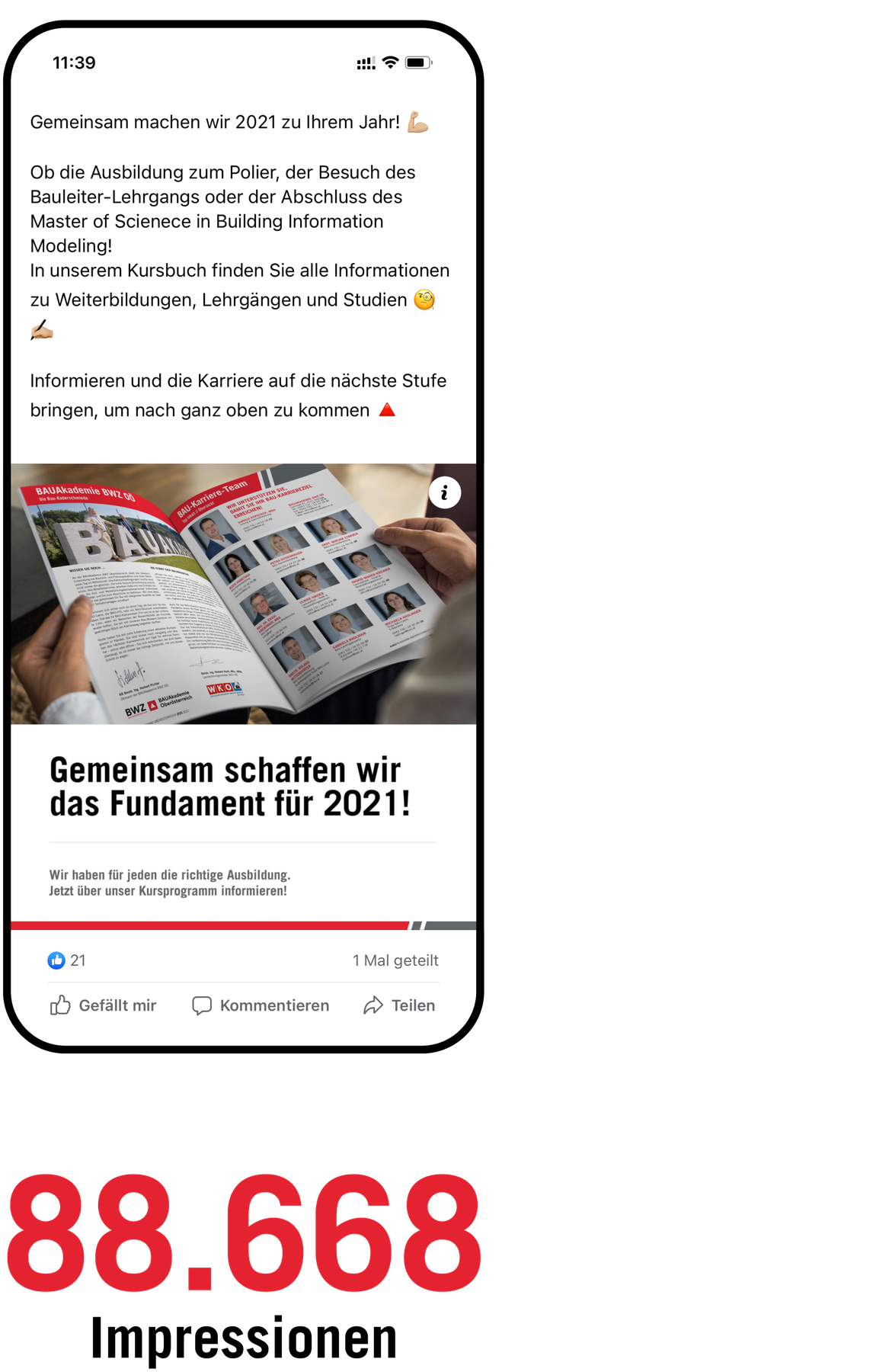 BAUAkademie BWZ OÖ – Social Media Betreuung | MOREMEDIA®