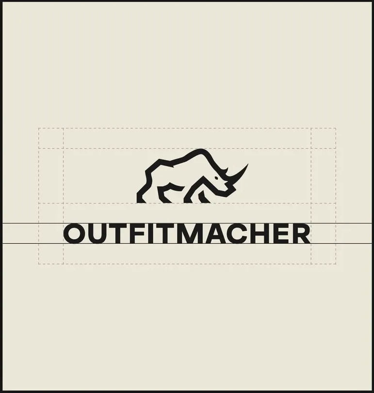 OUTFITMACHER logo – construction and clear space