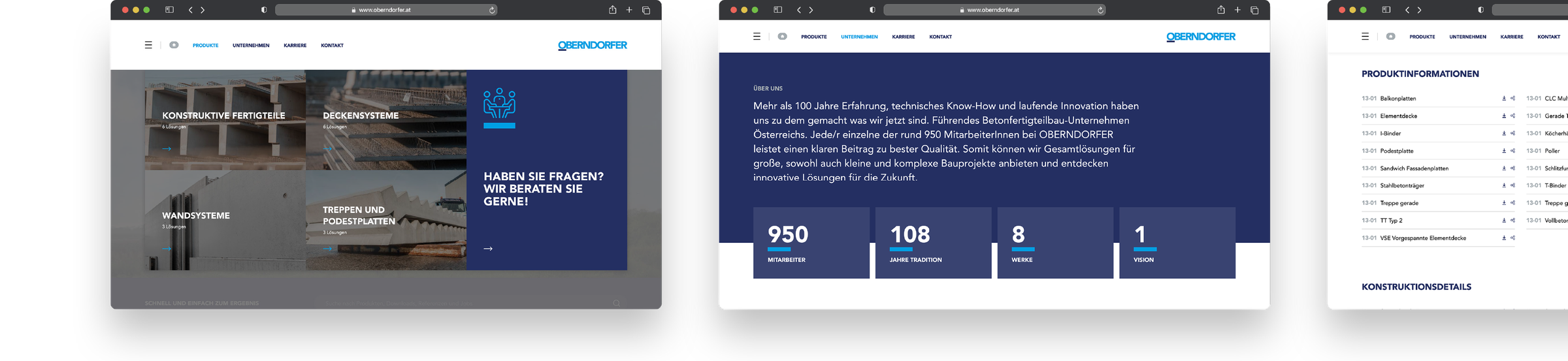 OBERNDORFER – Neue Website für den Pionier im Bereich Betonfertigteile | MOREMEDIA®