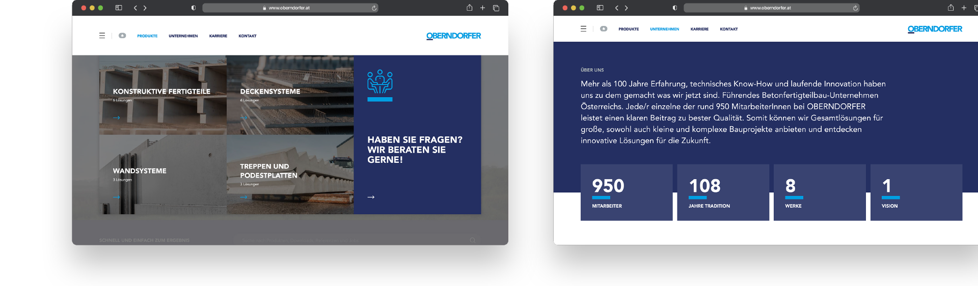 OBERNDORFER – Neue Website für den Pionier im Bereich Betonfertigteile | MOREMEDIA®