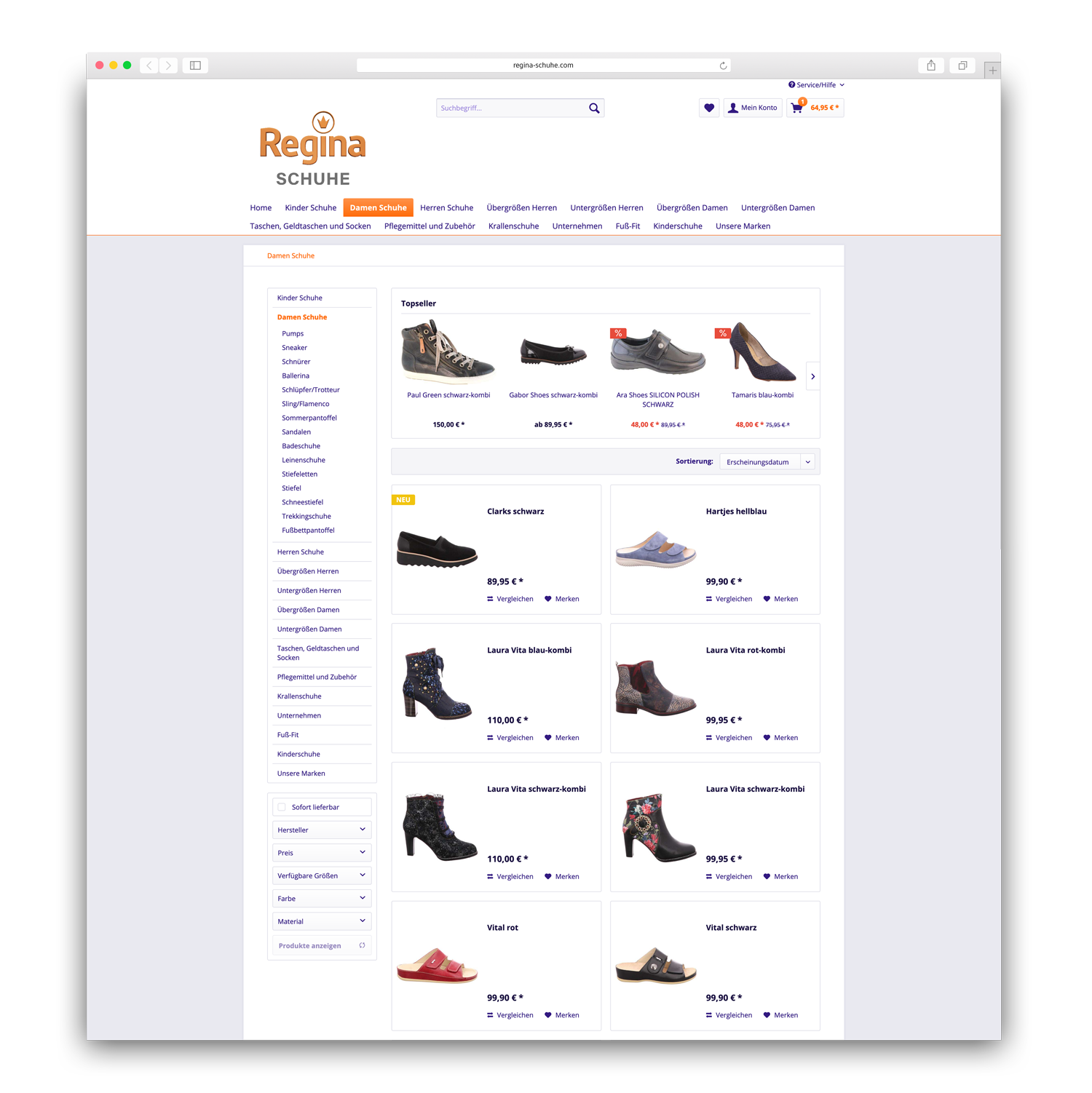 regina schuhe website vorher 3 moremedia werbeagentur linz