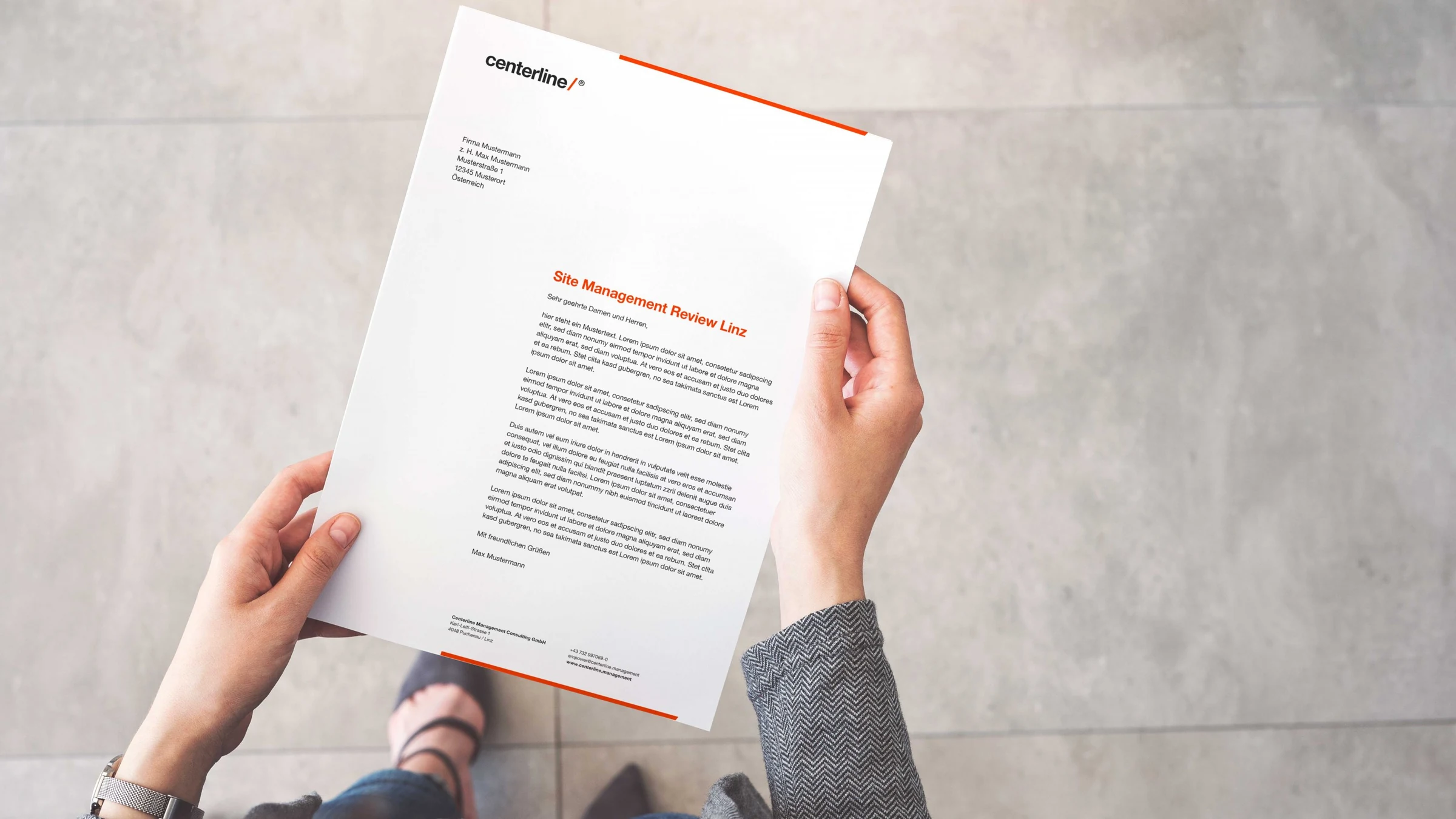 centerline slider letterhead moremedia advertising agency linz