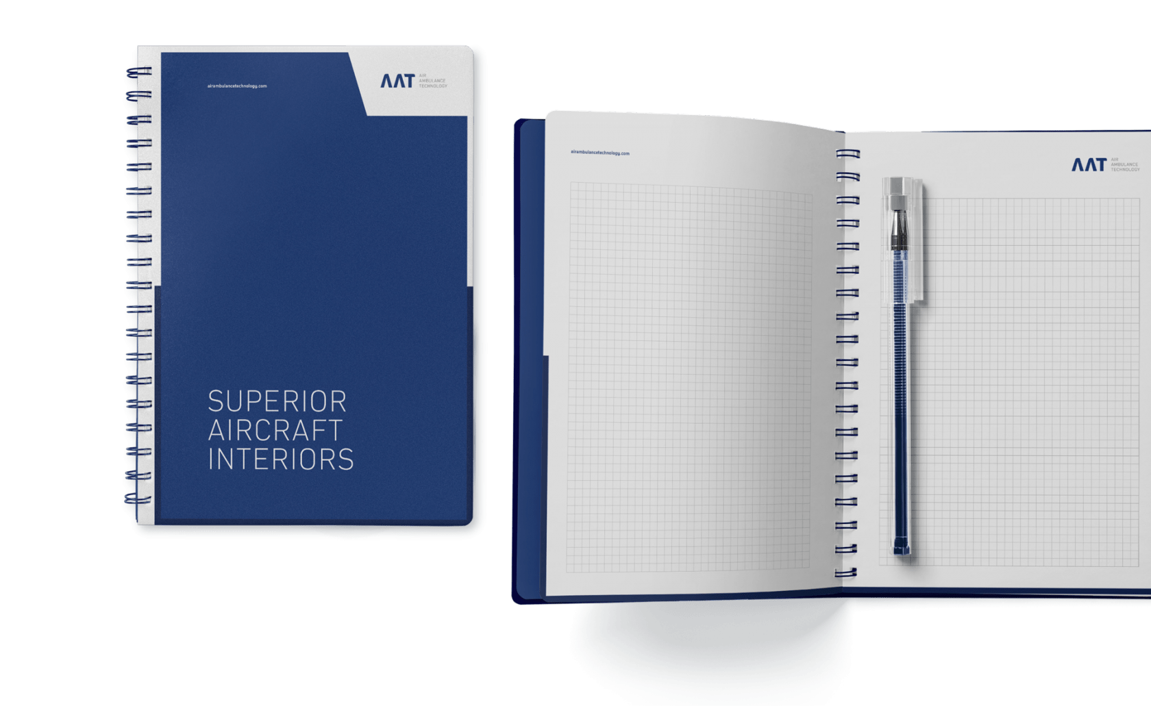 Beispiel der Werbemittel im neuen Corporate Design von Air Ambulance Technology