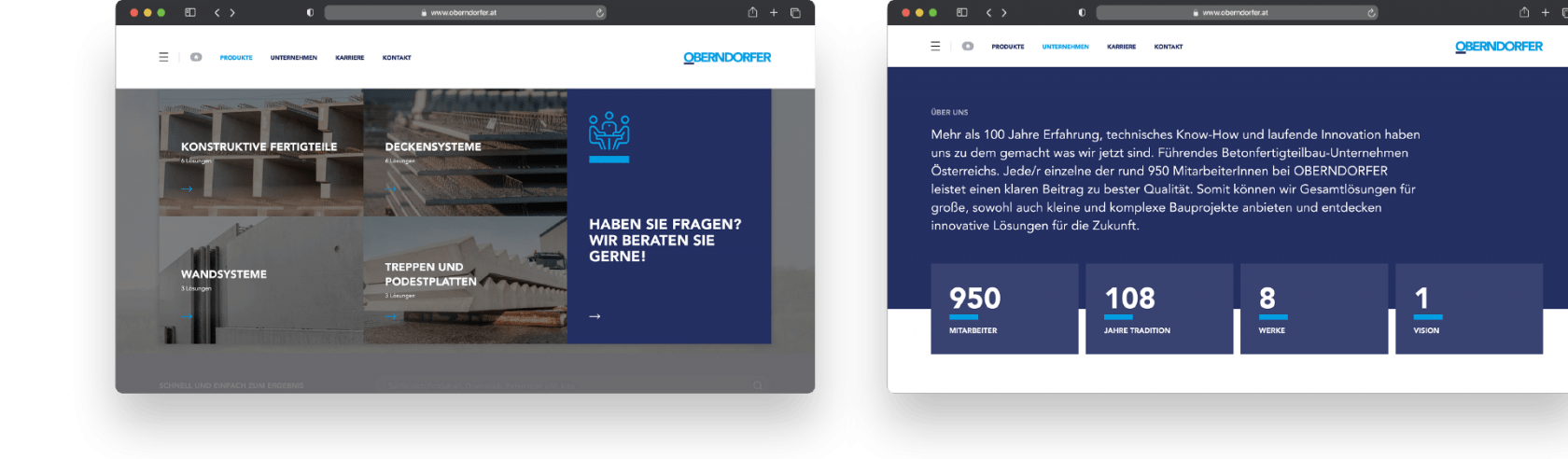 OBERNDORFER – Neue Website für den Pionier im Bereich Betonfertigteile | MOREMEDIA® OBERNDORFER – Neue Website für den Pionier im Bereich Betonfertigteile | MOREMEDIA®