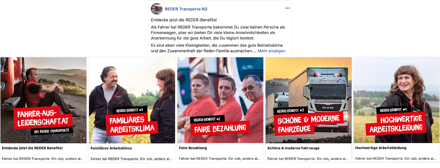 Social Media Kampagne für Reder Transporte