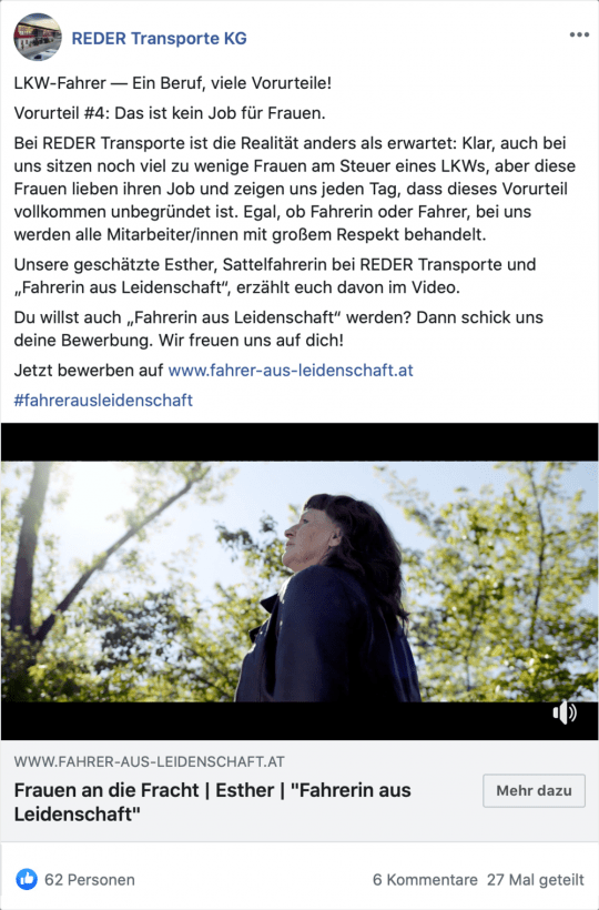 Social Media Kampagne für Reder Transporte