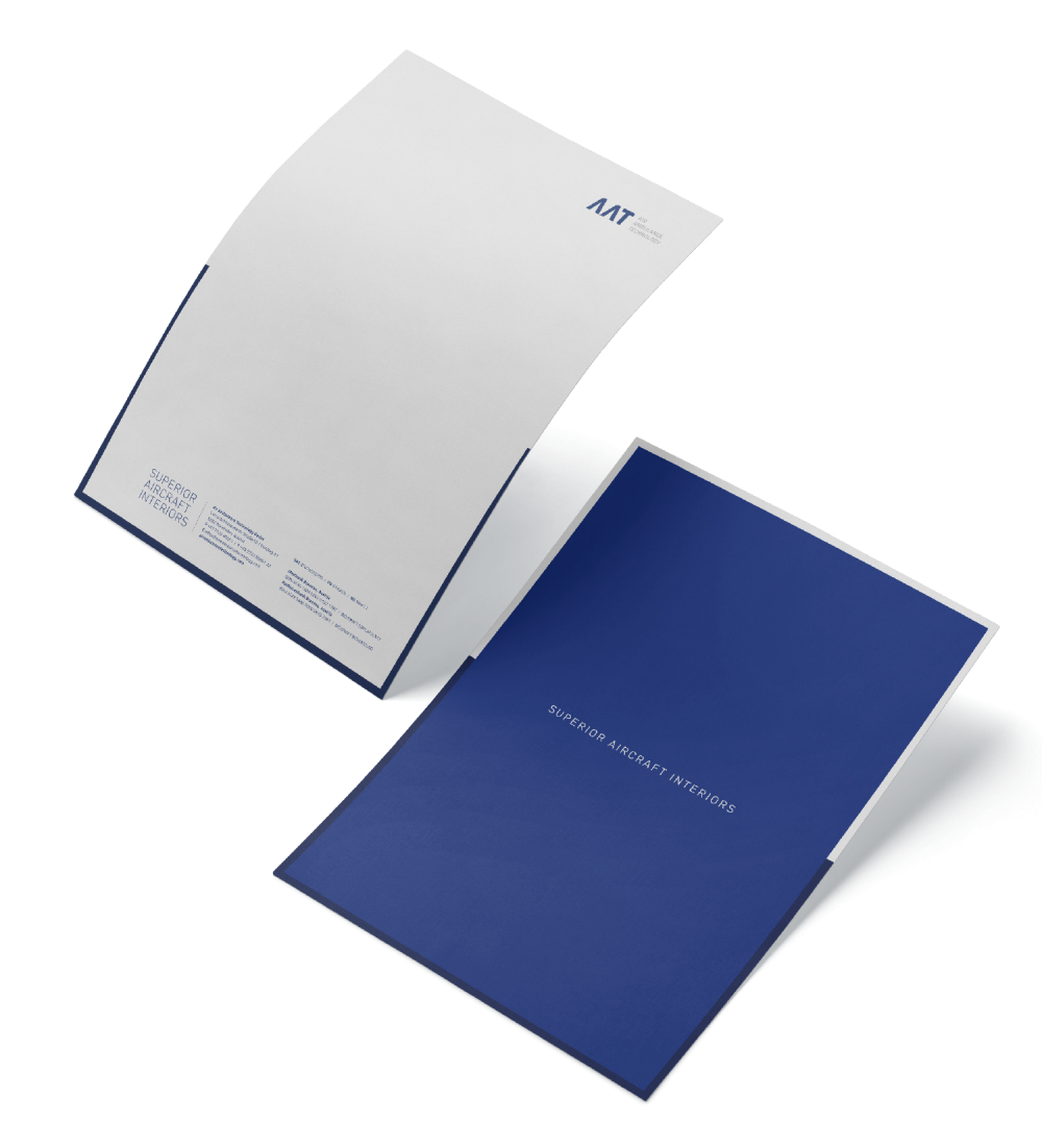 Beispiel der Werbemittel im neuen Corporate Design von Air Ambulance Technology