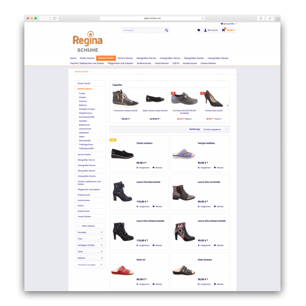 regina schuhe website vorher 3 moremedia werbeagentur linz