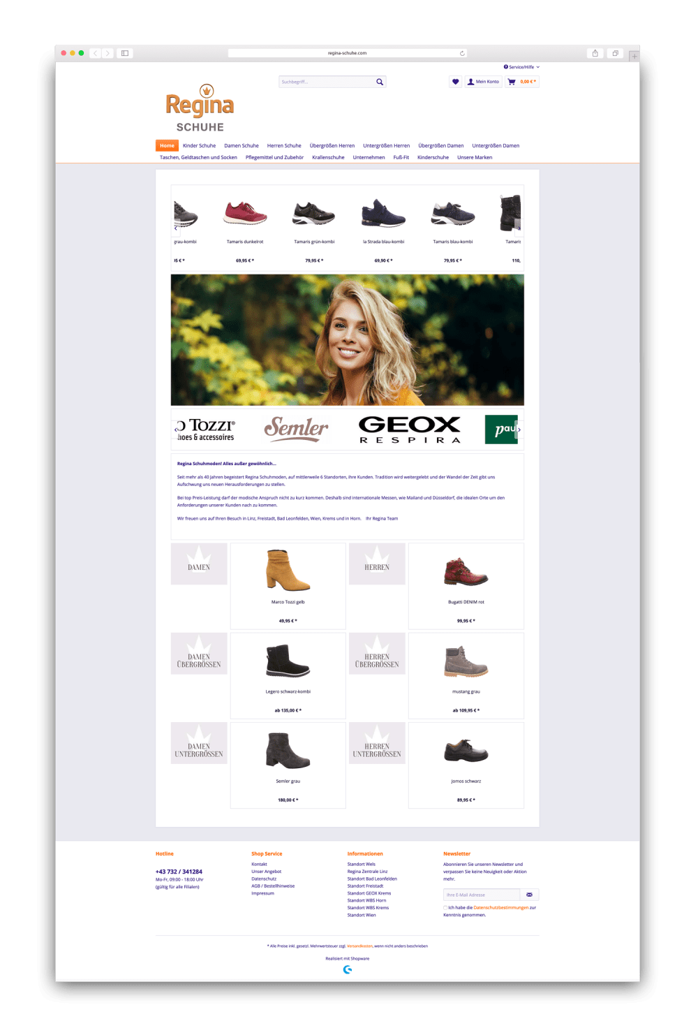 regina schuhe website vorher 5 moremedia werbeagentur linz